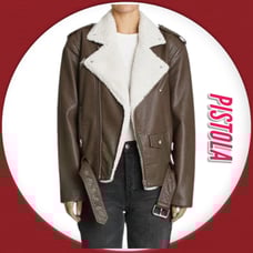 Pistola Blaine Boyfriend Faux Leather with Faux Fur Lining Moto Jacket