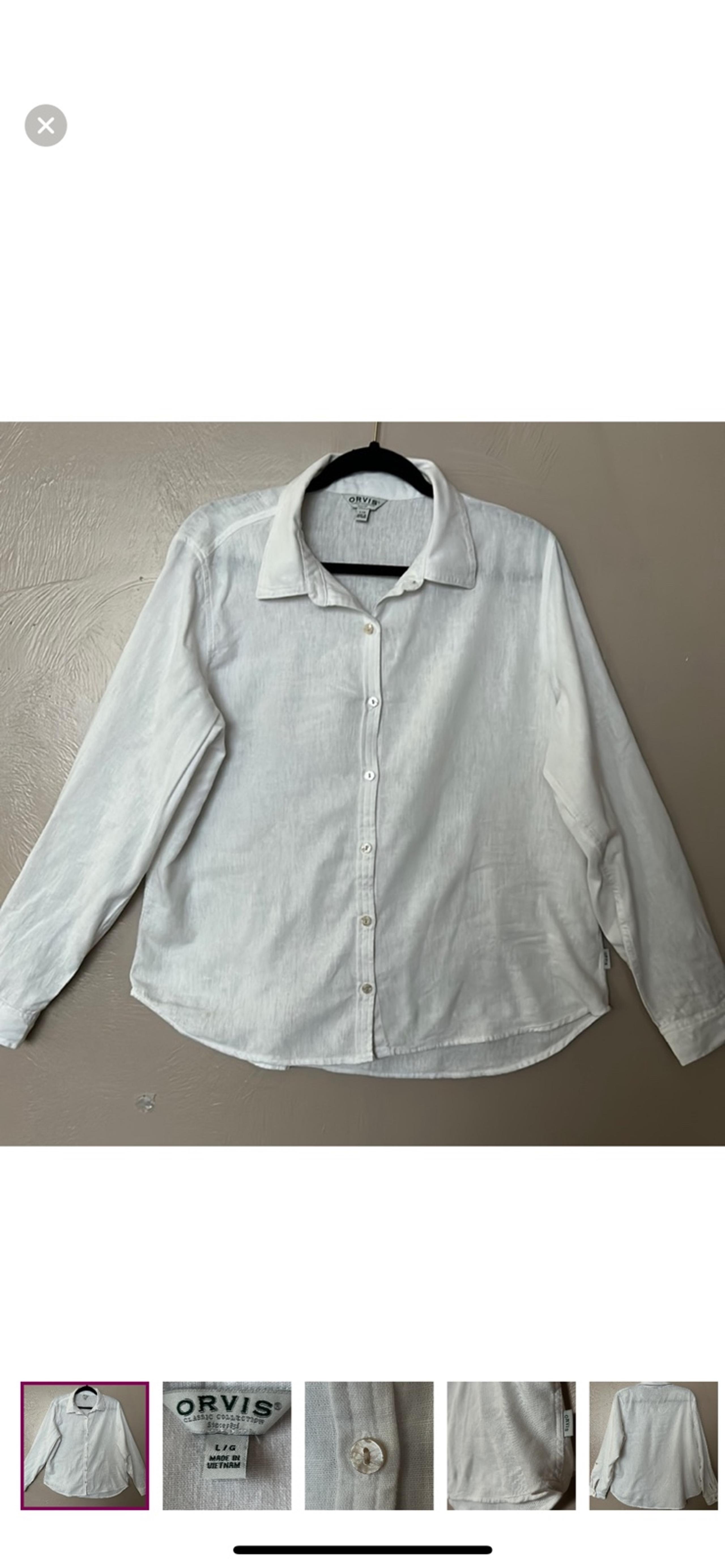 Orvis Women’s Long Sleeve Button Up Linen Shirt.