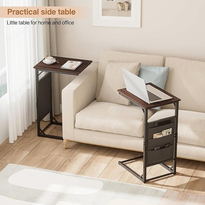C-Shaped End Table, Side Table with Storage Bag (Free Shipping)