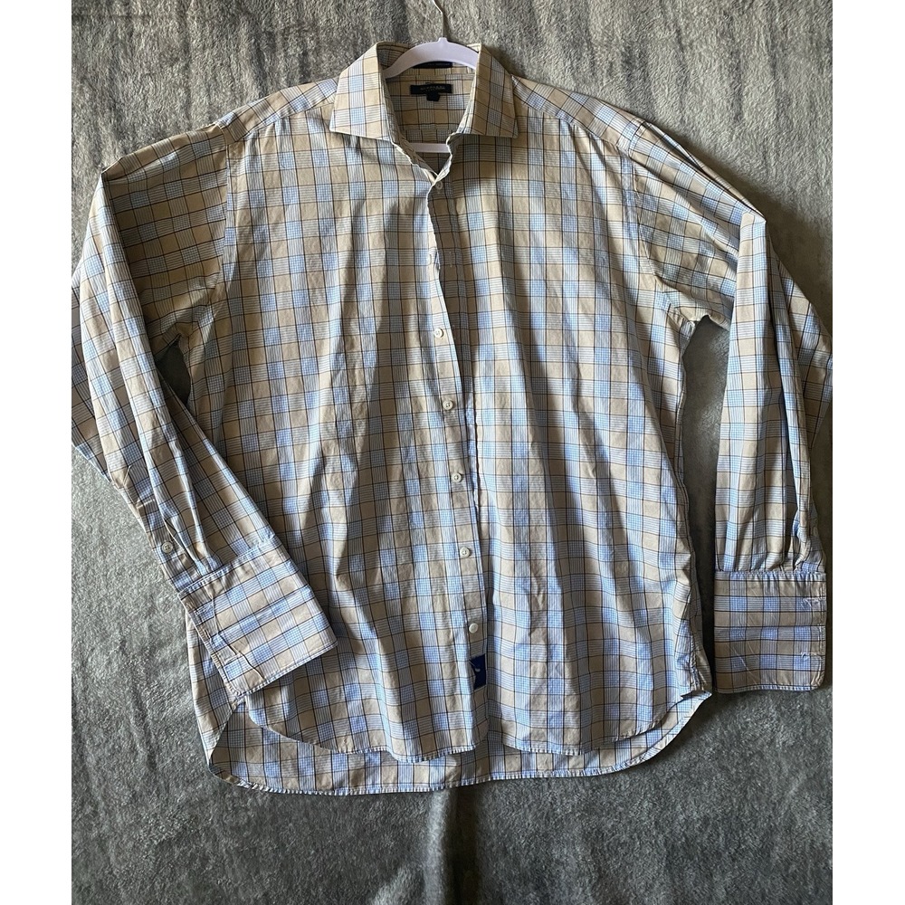 Burberry Men's Check Cotton Shirt Long Sleeve Beige L Large