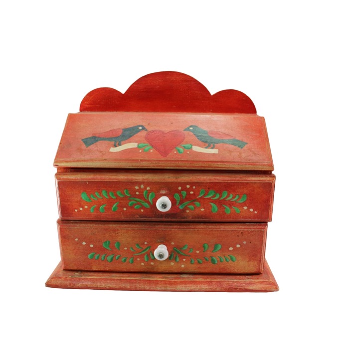 Handpainted Rosemaling Box Drawers Red Vintage Caverly Crafts Orlando 89971