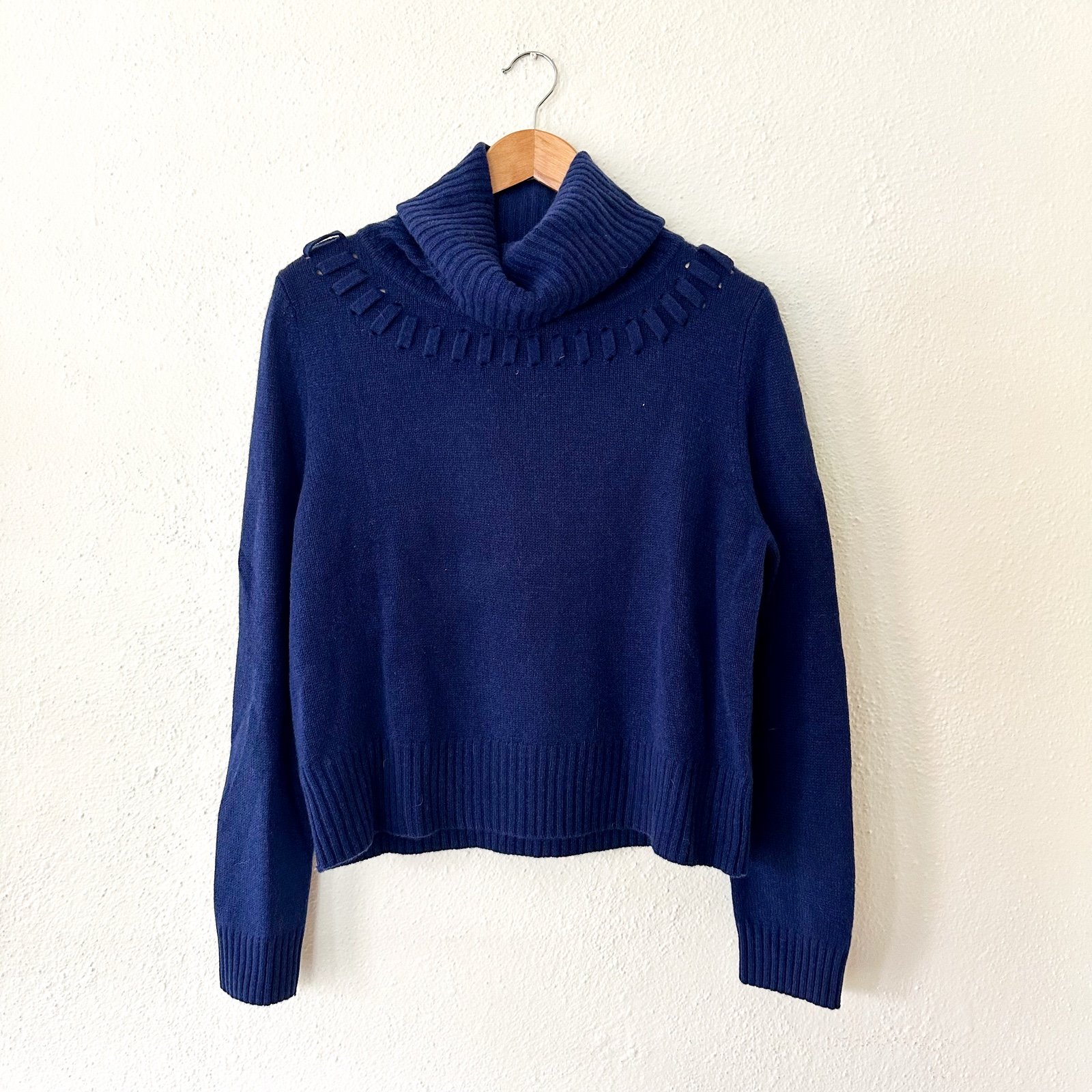 Antonio Melani Womens Navy Cashmere Turtleneck Sweater, sz Large