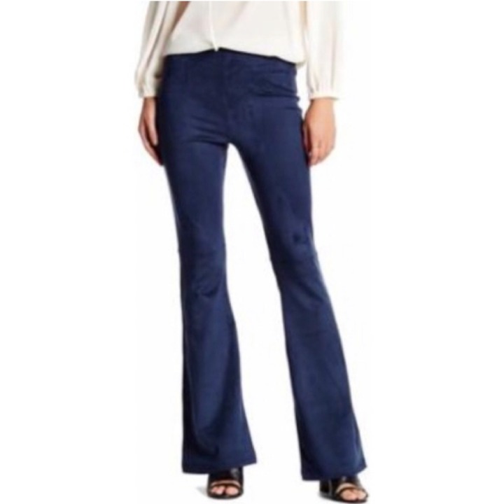 Romeo & Juliet Blue Faux Suede Flare Leg
