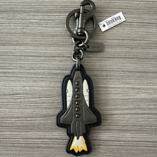 NWT Coach Rocket Bag Charm F30014 Antique-Nickel / Black-Multi