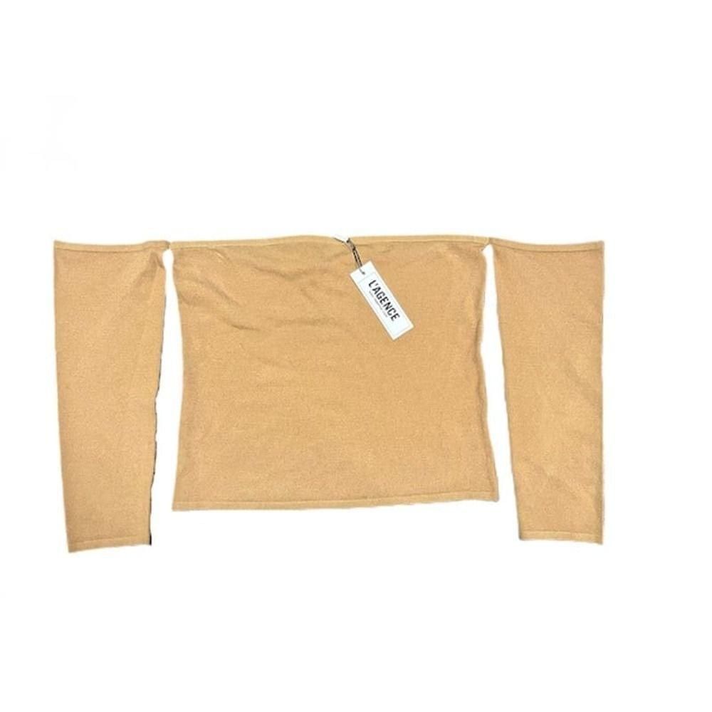 LAGENCE Off the Shoulder Tan Knit Blouse Size XL