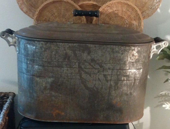 Vintage galvanized steel boiler canning