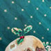 Vintage Christmas Tablecloth Teacups Cakes Border Green 99x57 Holiday Home Decor