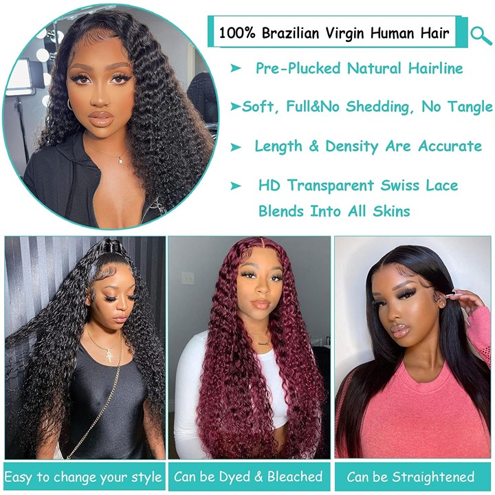Deep Wave Lace Front Wigs Human Hair-13x4 faerf