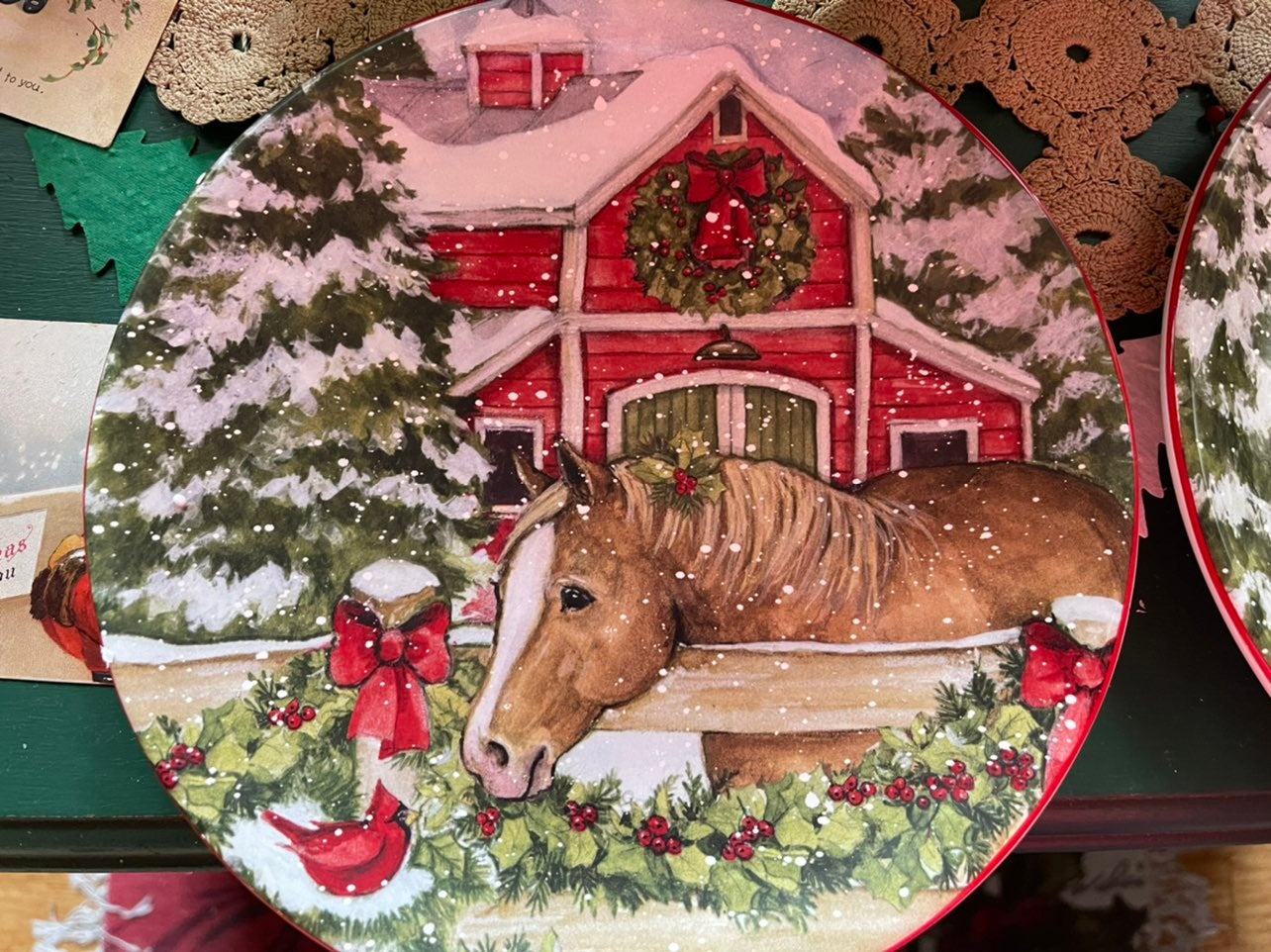 4 Susan Winget CI Homestead Christmas Salad Plates New!