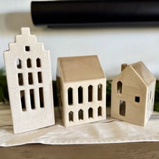 3pc Ceramic House LED Tea Light Holder Set - Threshold designed w/ Studio McGee
