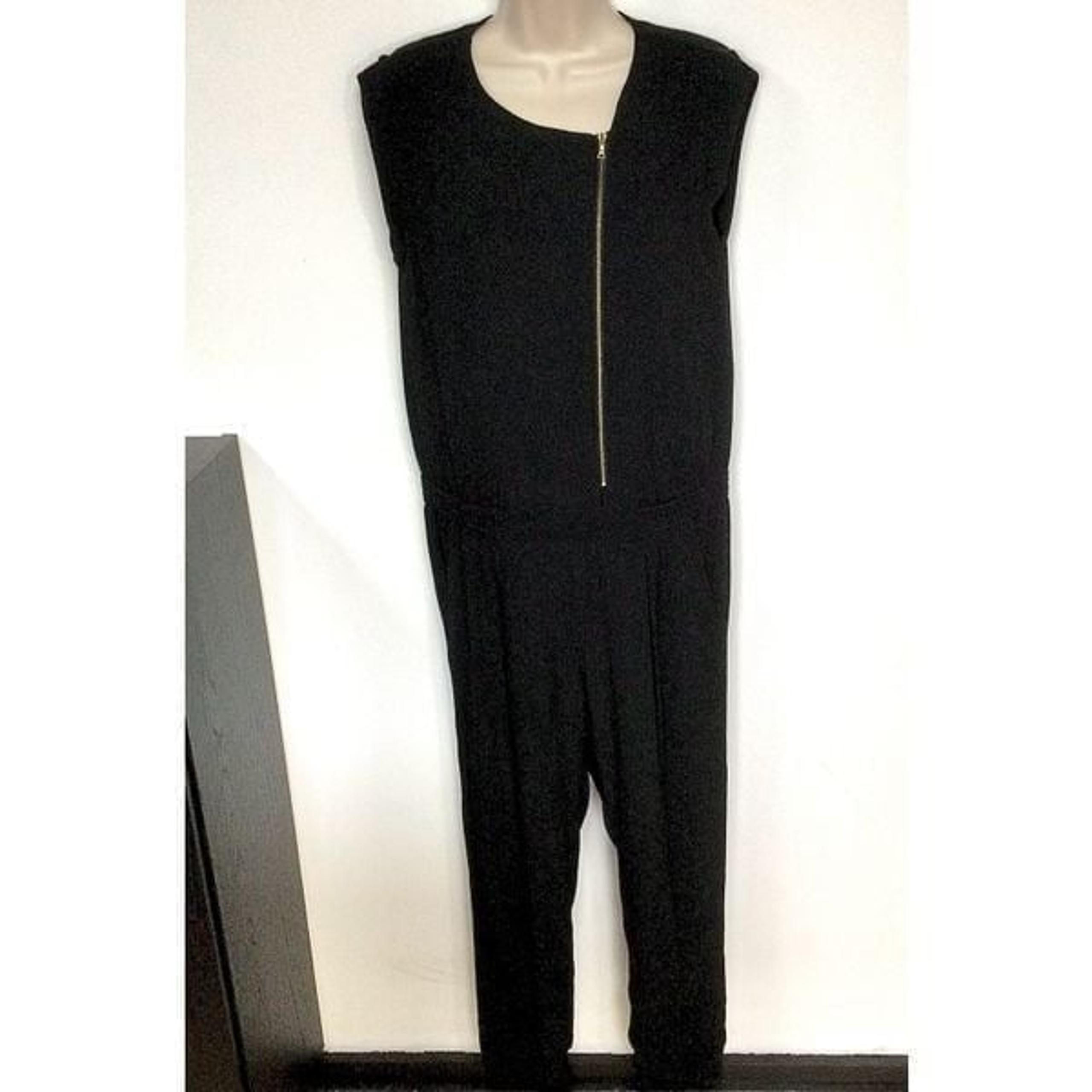 J. Crew Womens Black Sleeveless Lined Asymmetric Zip Jumpsuit One-Piece Size 4