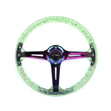 NEW TRD Universal 6-Hole 350mm Deep Dish Green Crystal Bubble Steering Wheel