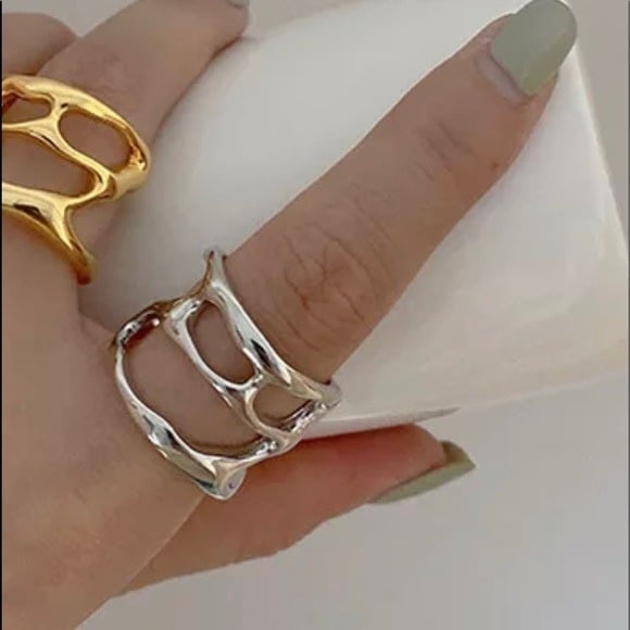Silver Plated Triple Layers Open Ring For Women Adjustable‎