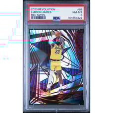 LeBron James 2023 Panini Revolution Red Swirl SP /199 PSA 8 #88 Lakers