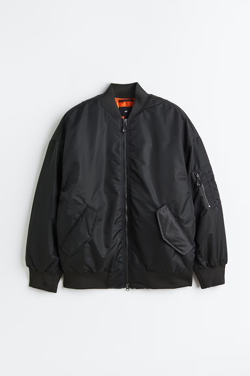 H&M Oversized Fit Bomber Jacket Dark Gray Unisex Size XS/S