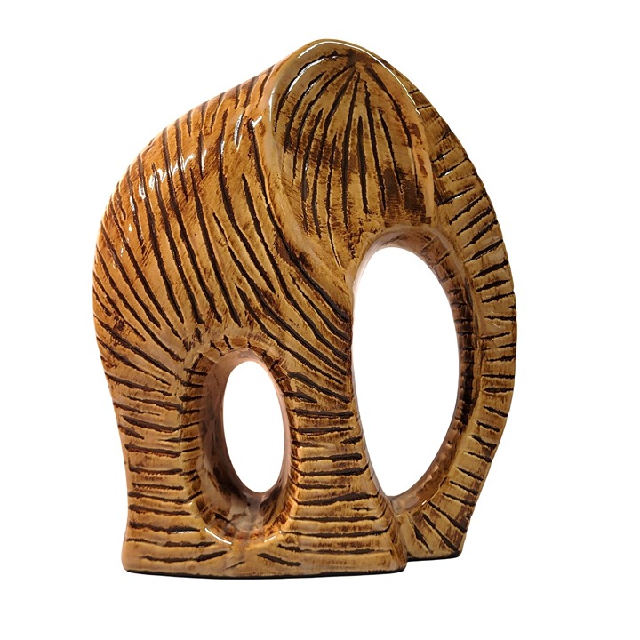 Elephant Pier 1 Imports Ceramic Sculpture Brown Glazed Jungle Decor Mid Century