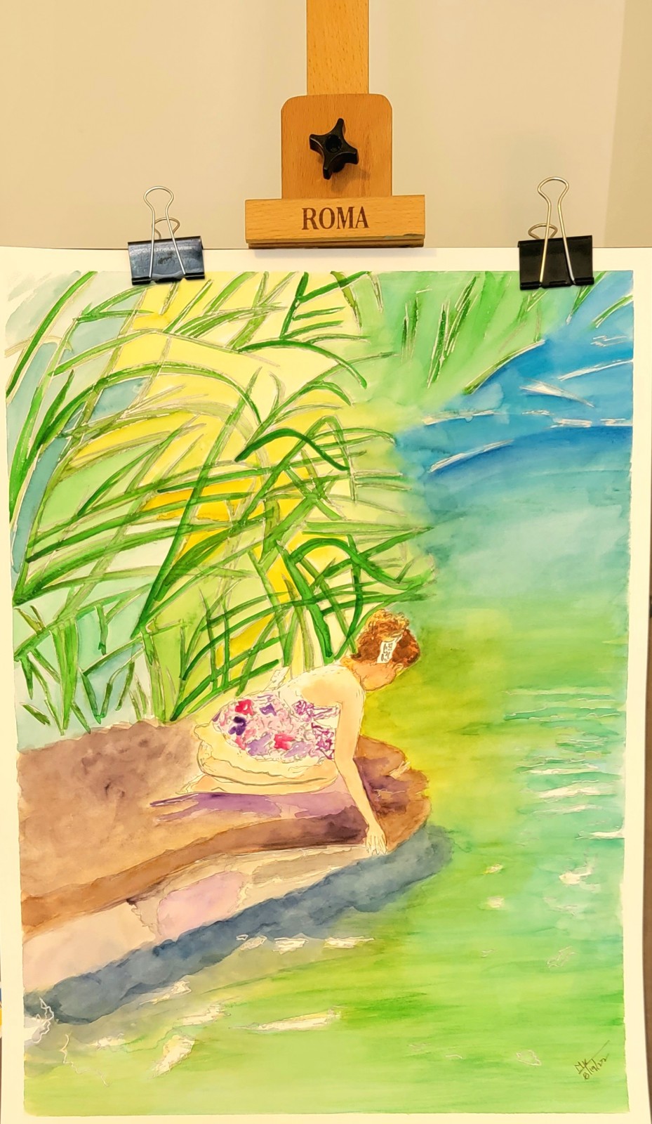 Summer pond painting