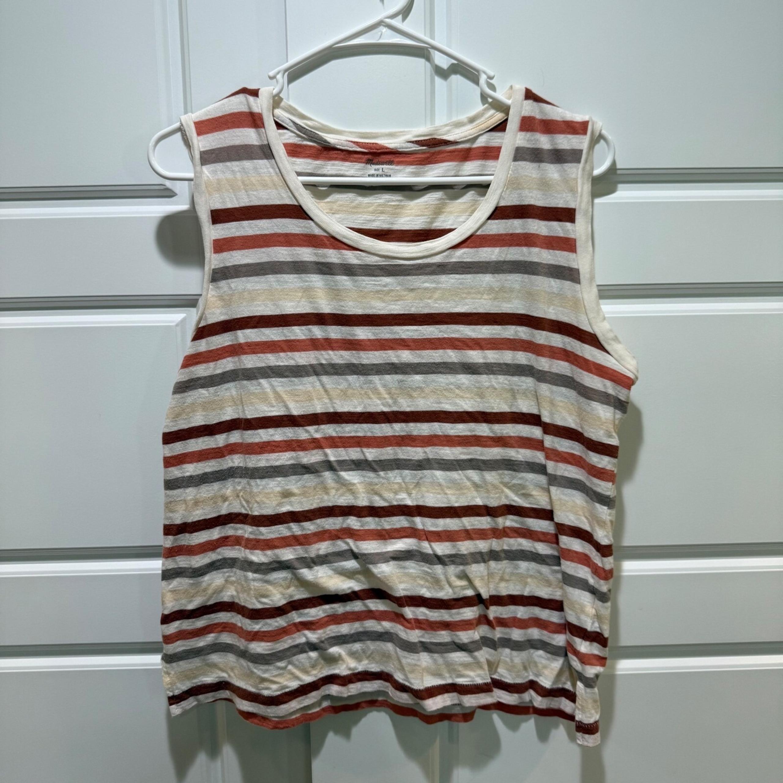Madewell Striped Tank Top Casual Sleeveless Top Everyday Wear Size L