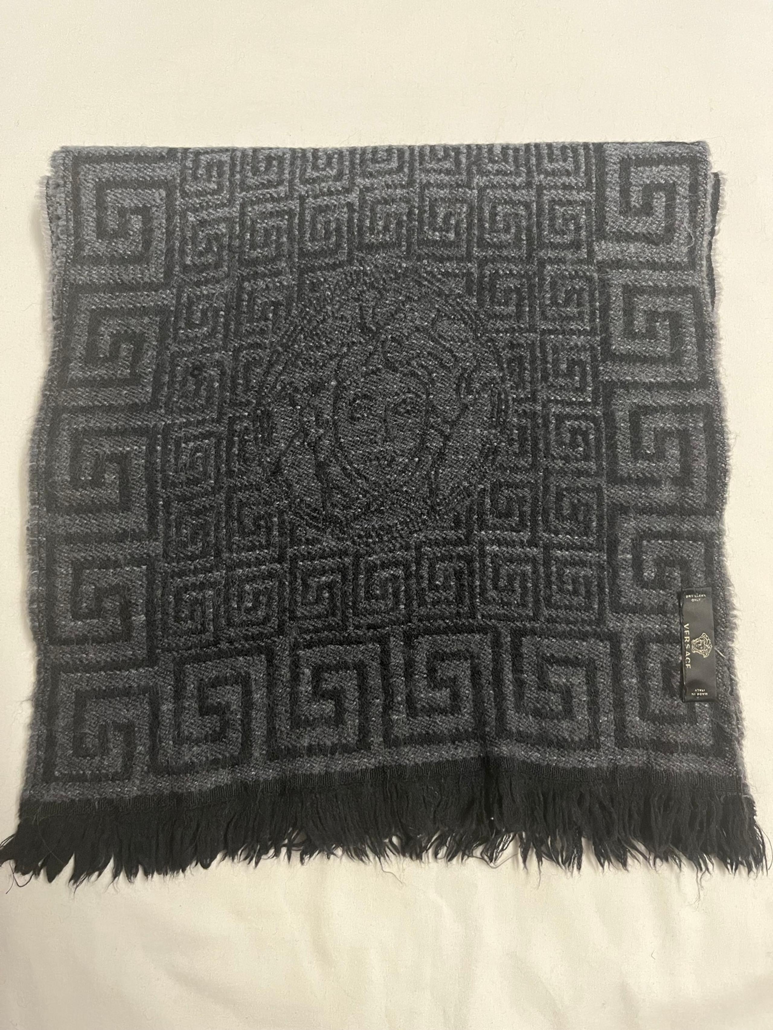 Versace Scarf Wool Dark Grey