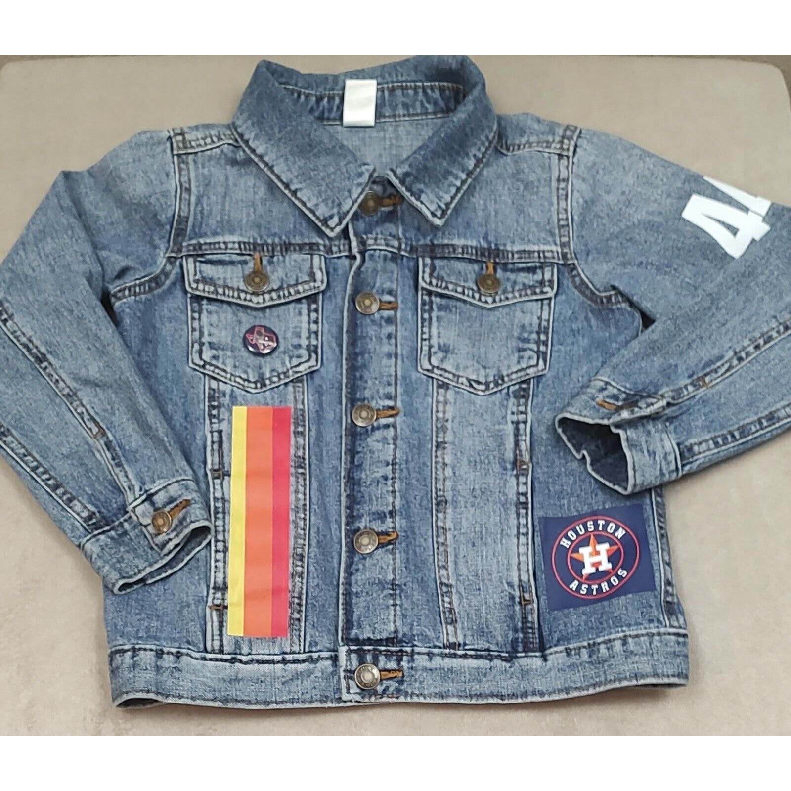 Custom Yordan Alvarez Youth Size 7 Houston Astros Denim Jacket MLB Baseball B14