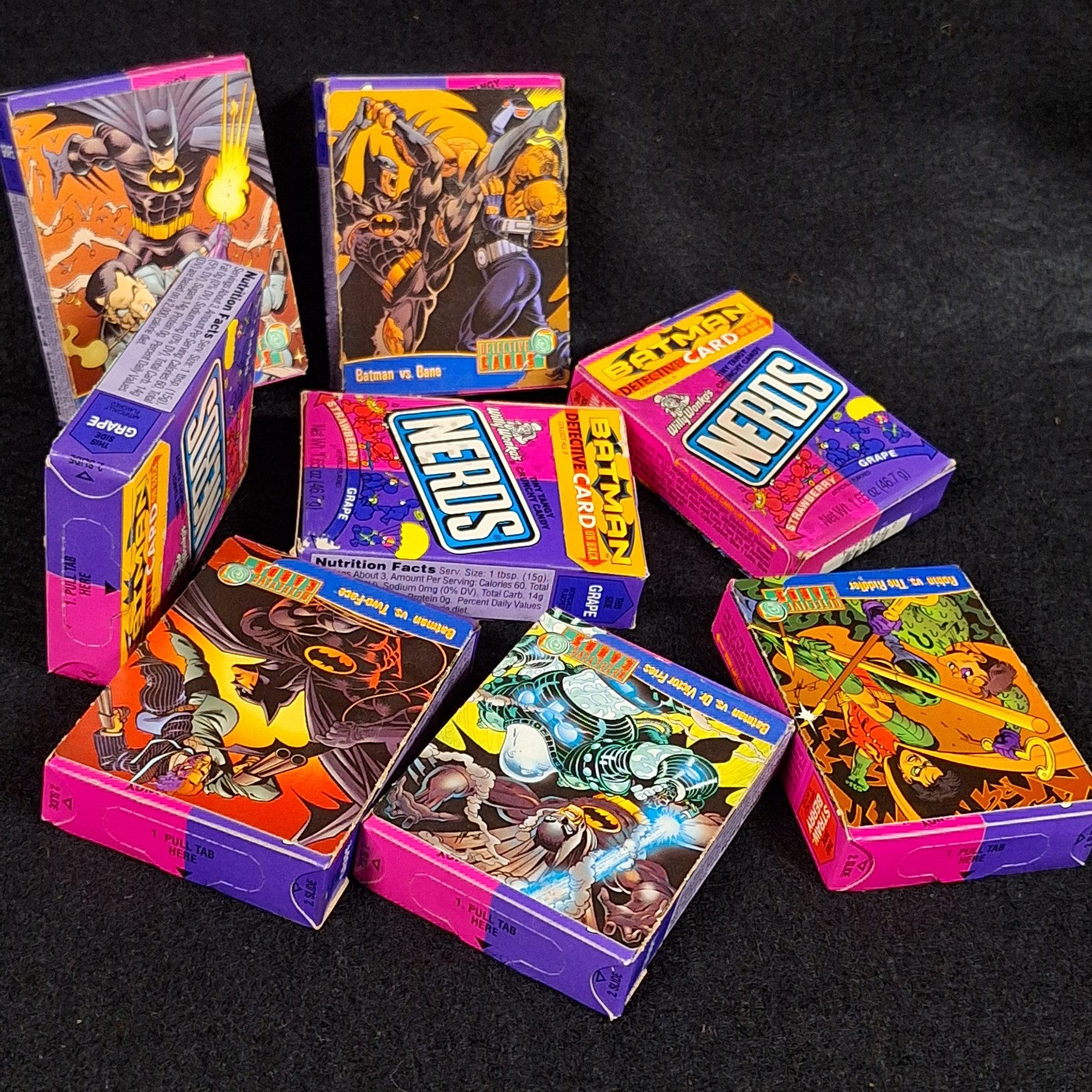 1997 NERDS Batman Detective Cards Complete Set with candy boxes total 11 cards