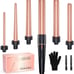 Long Barrel Wand Curling Iron - BESTOPE PRO 6 in 1 Curling Wand Set with Ceramic