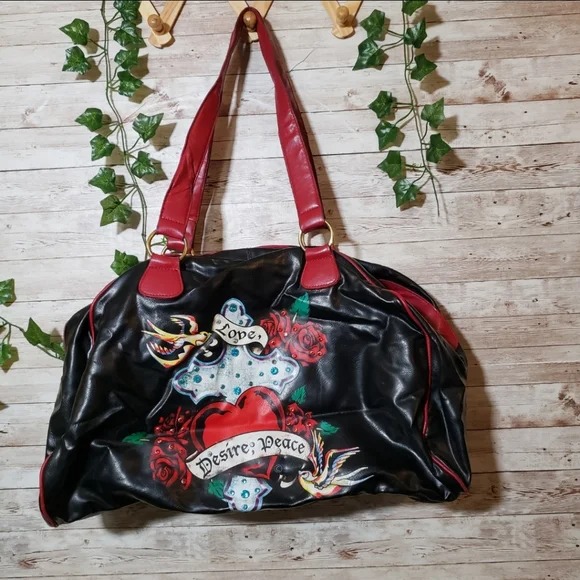 Large Love Desire Peace Cross Heart Rose Bird Weekend Overnight Bag