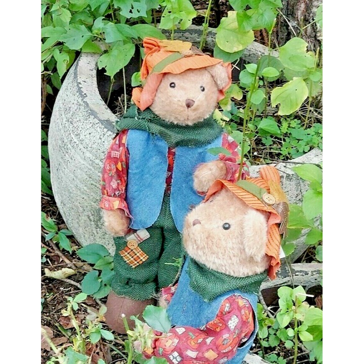 Bear Scarecrow Farmer Figurine Thanksgiving Dan Dee Collector Yard Holiday Décor