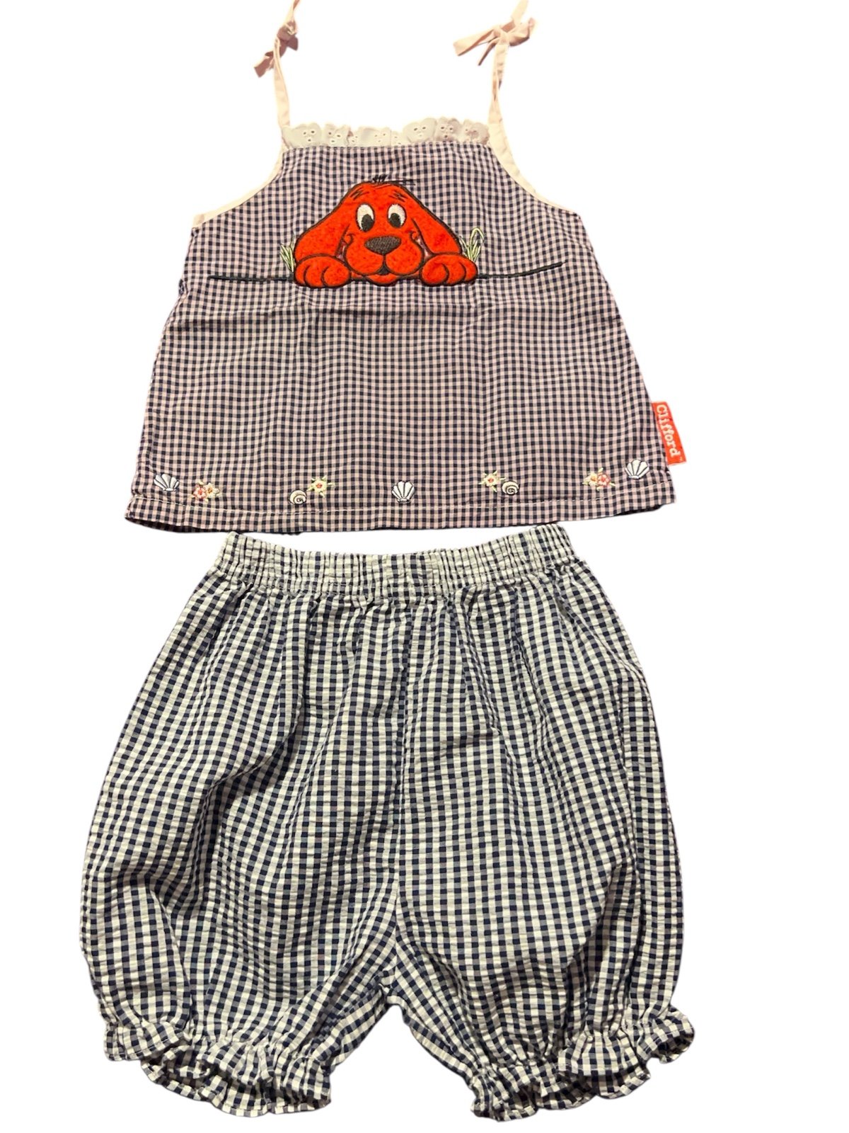Vintage Clifford the Big Red Dog Gingham Outfit Set