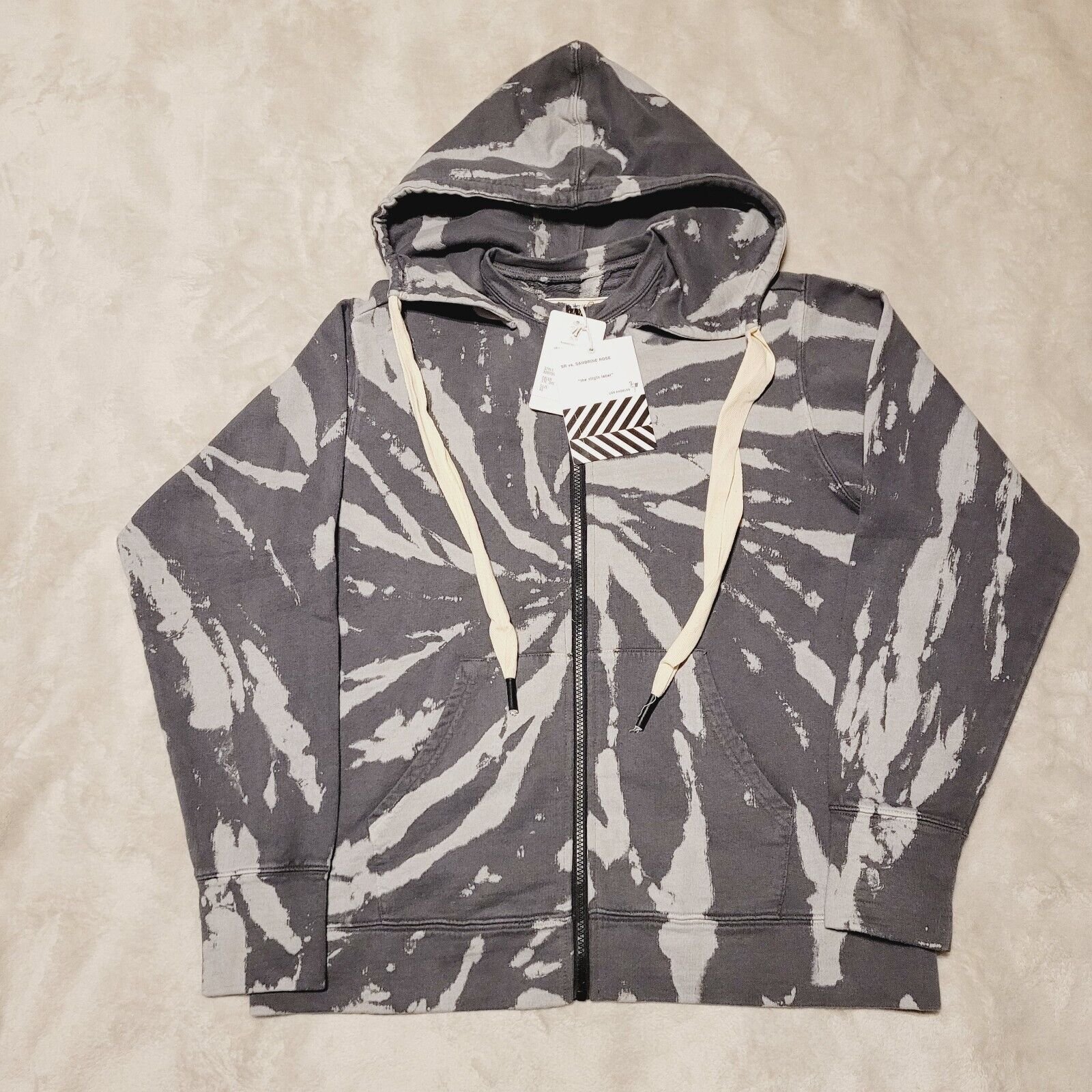 Sandrine Rose Hoodie Womens Size XS Tie Dye Full Zip Sweatshirt Jacket Gray NWT
