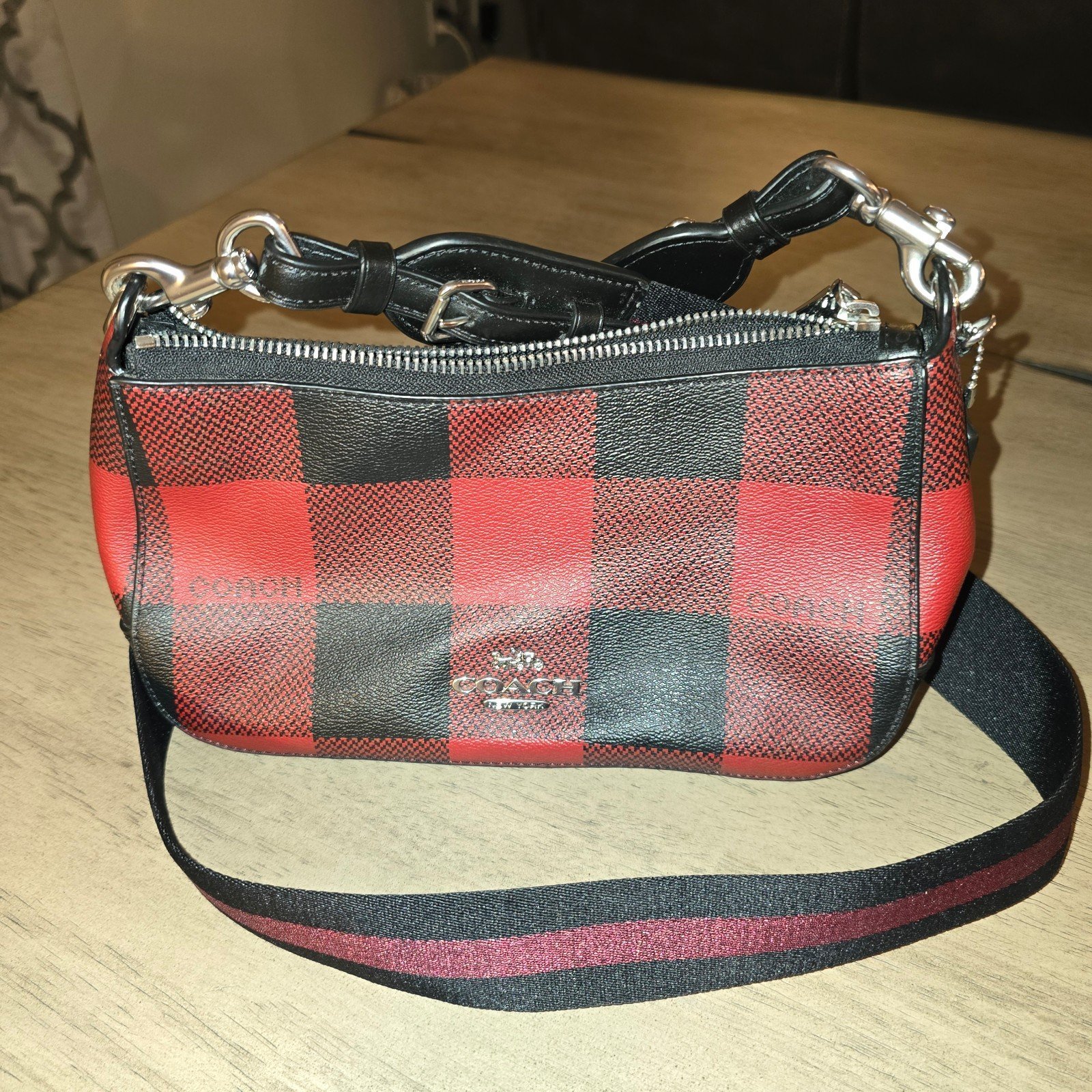 COACH JES BAGUETTE CROSSBODY BUFFALO PLAID