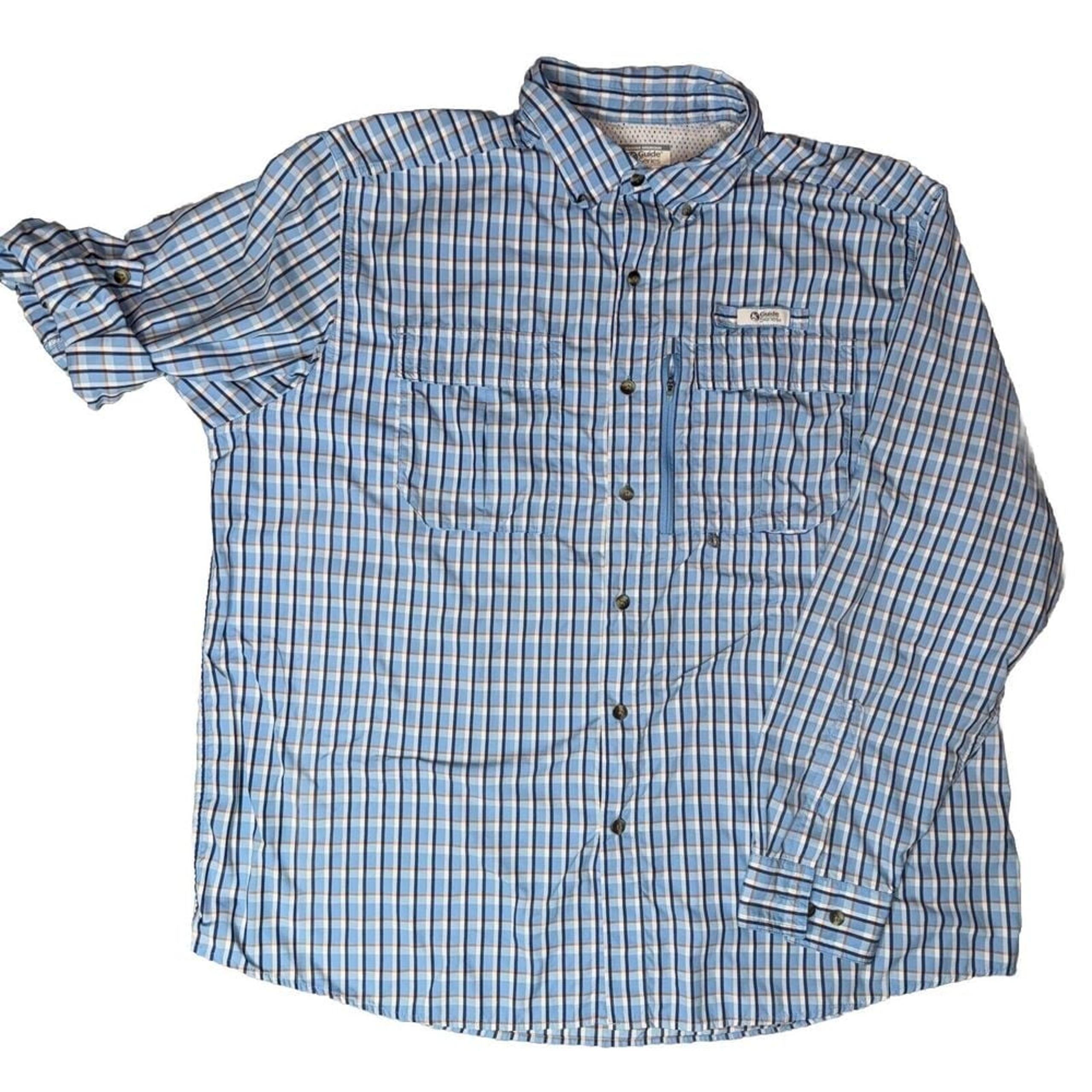 Gander Mountain Guide Series Men's 2XL Blue Plaid Long Sleeve Fishing Shirt