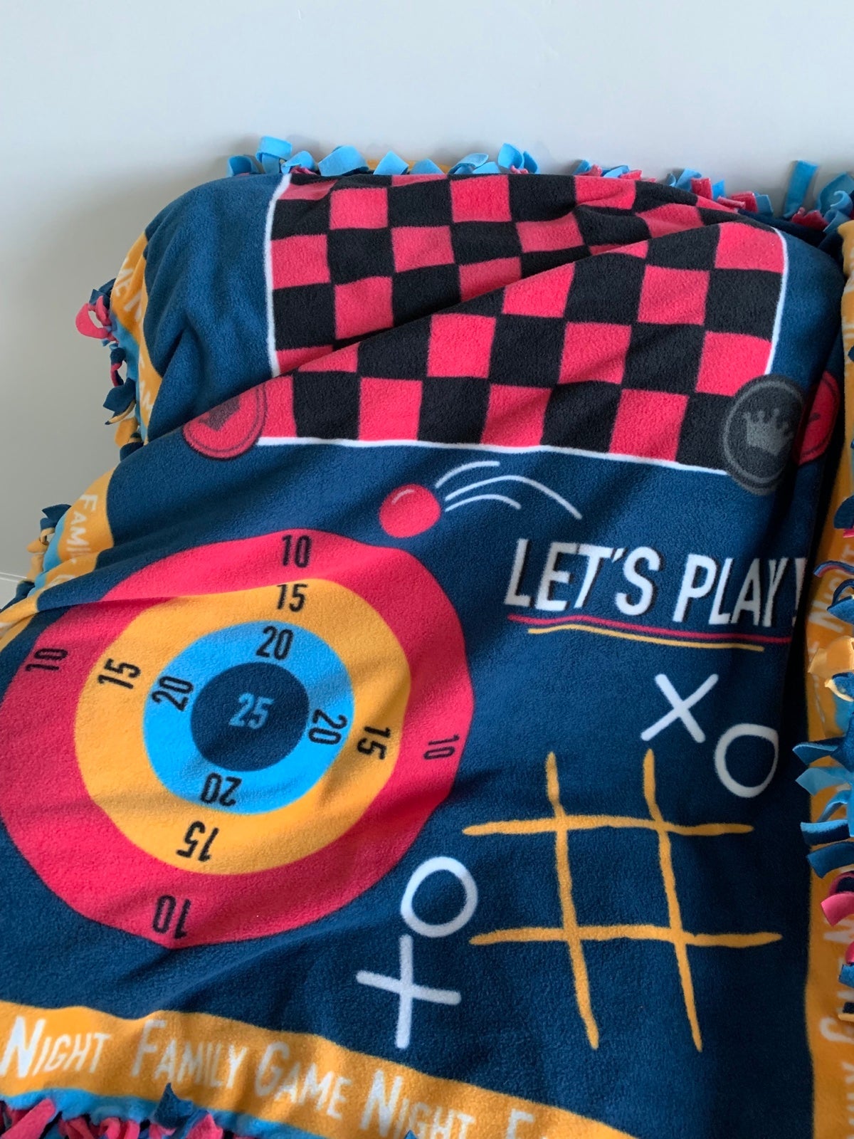 Family Game Night Fleece Tie Blanket/Throw