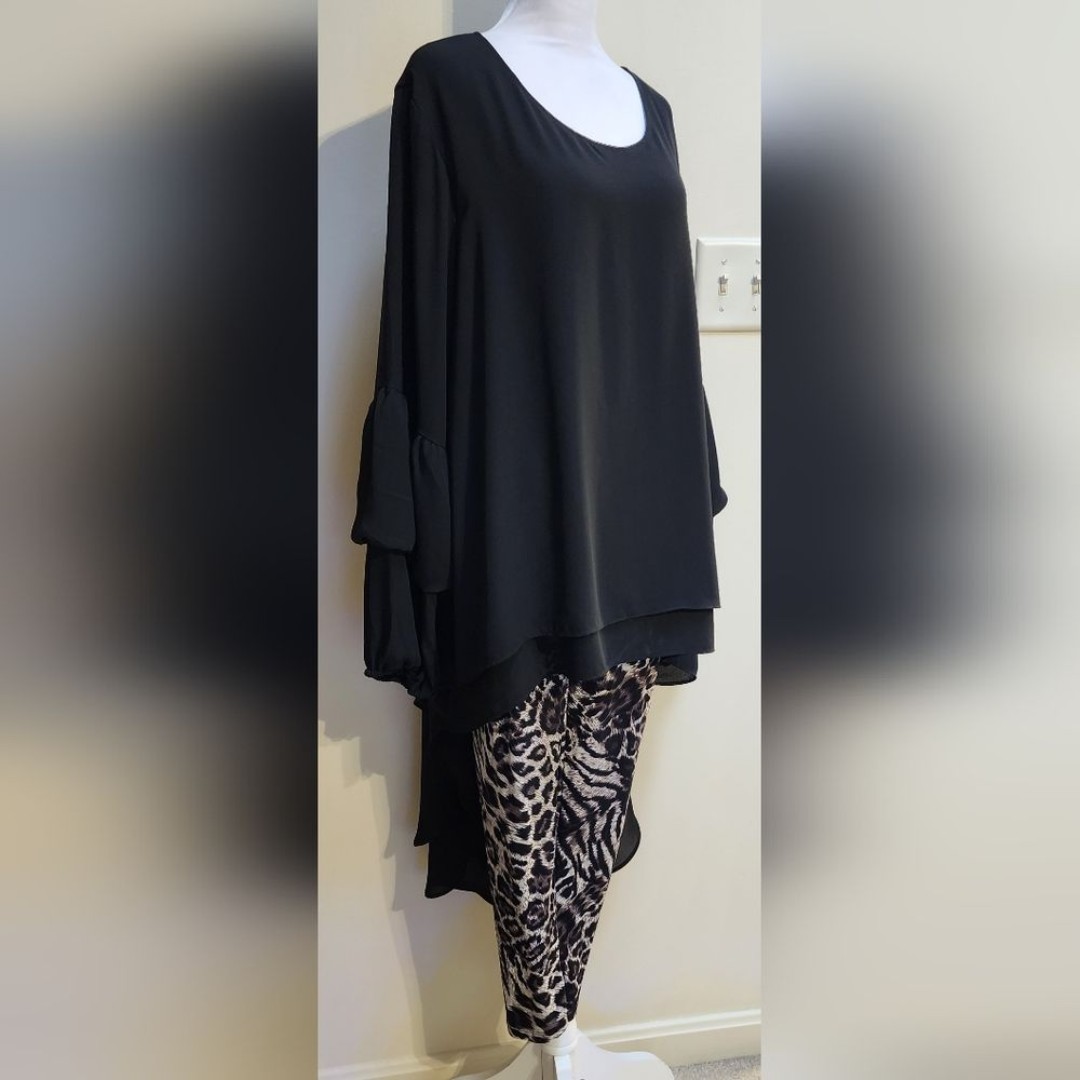 CATO Black High-Lo Extreme Layered Dressy Ruffled Tunic Size 18/20W