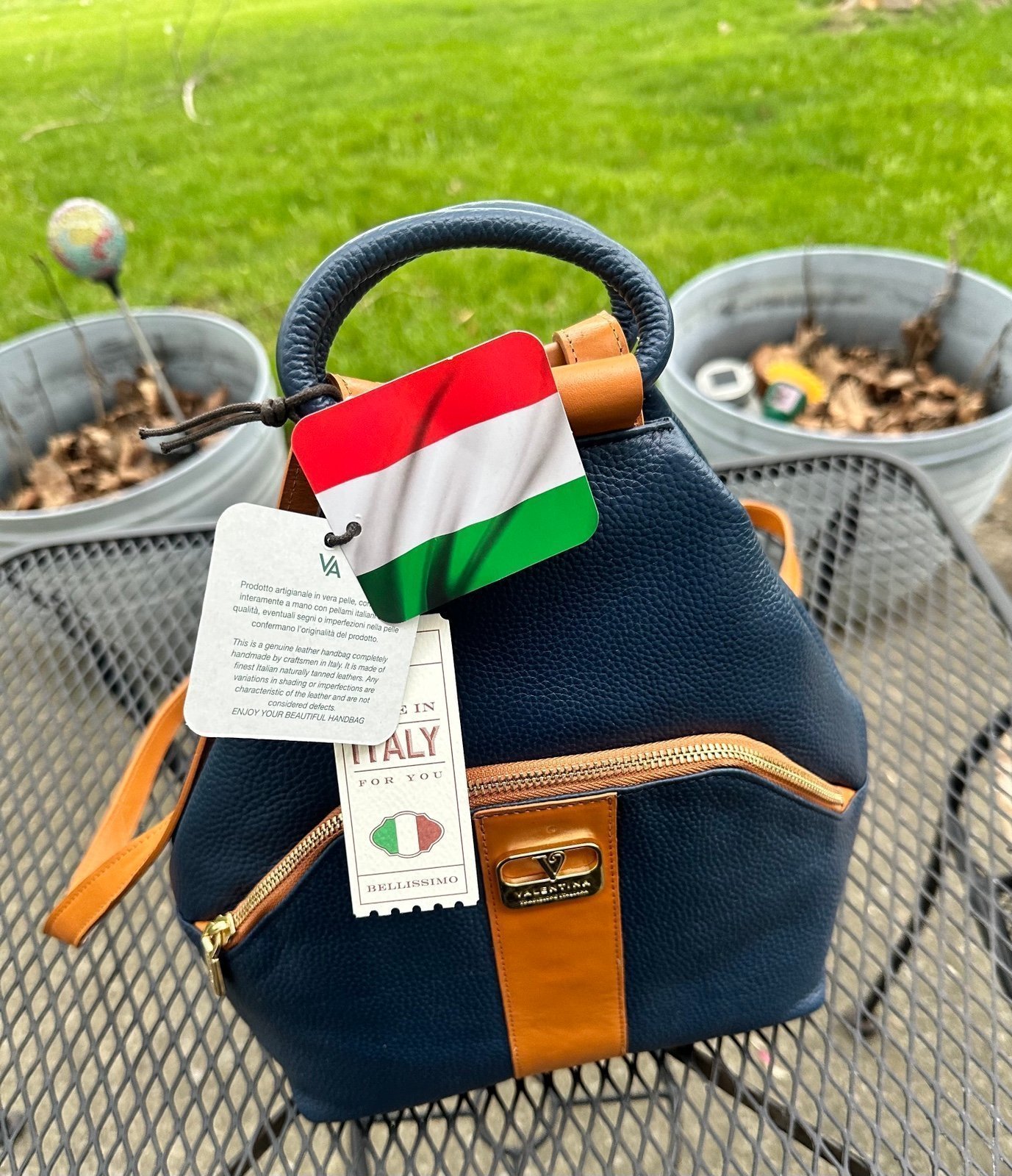 VALENTINA Made In Italy Leather Sling Backpack
