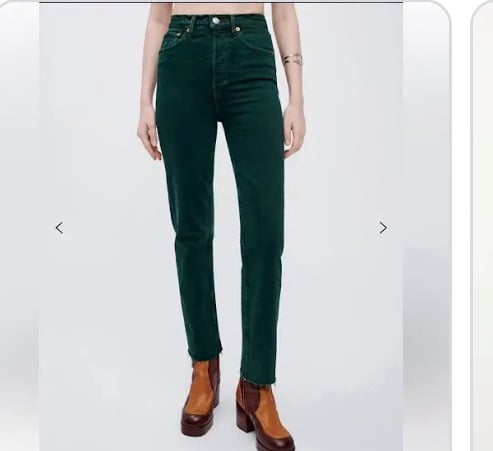 NWT ReDone 70’s cigarette corduroy evergreen 25