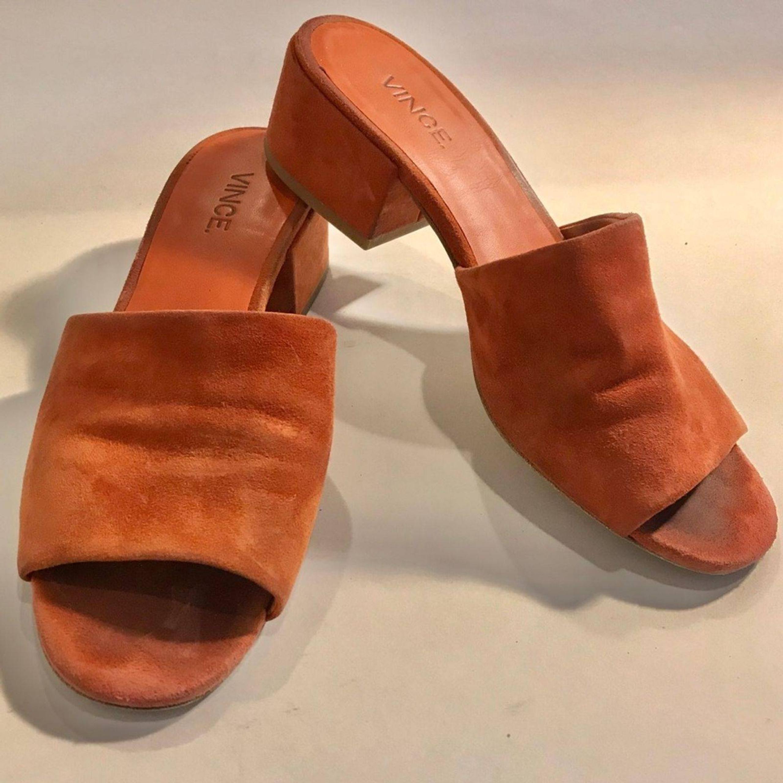 VINCE RED SUEDE LEATHER SLIP ON MULE 6.5