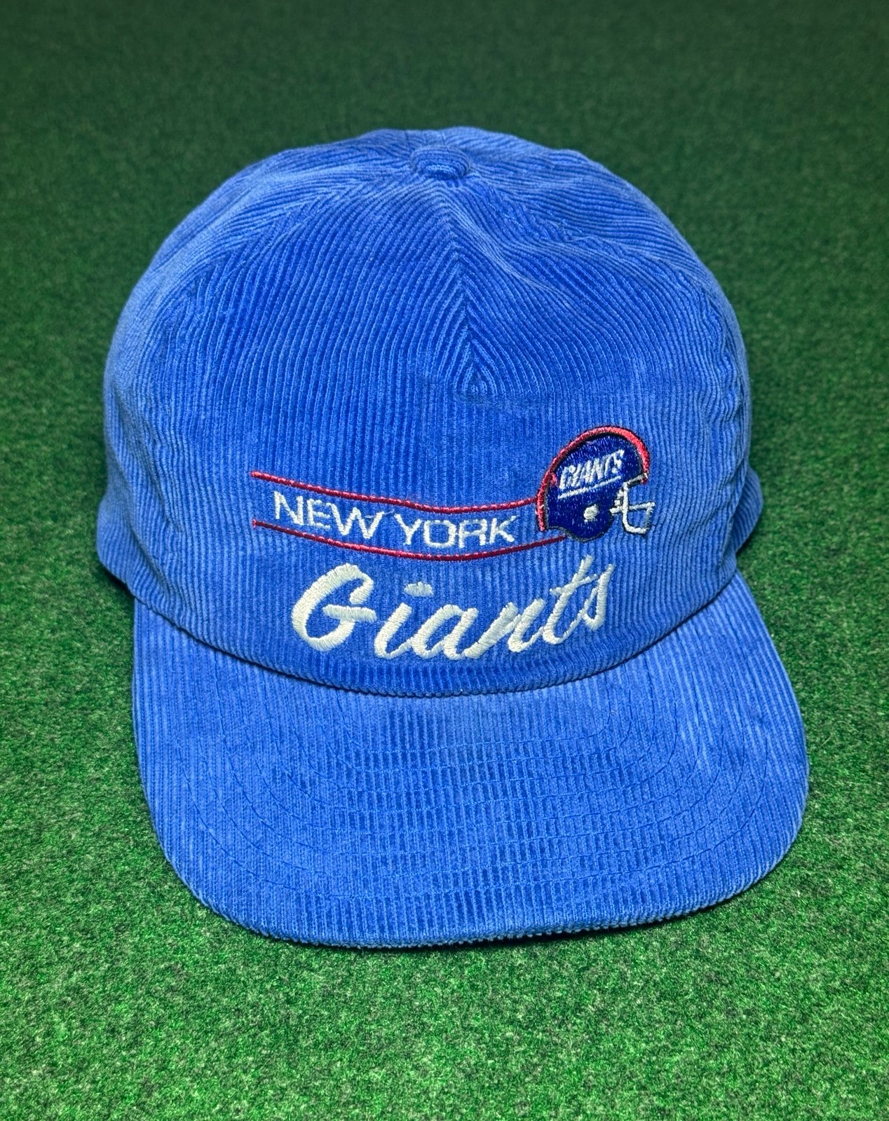 80s New York Giants Corduroy SnapBack Hat NFL blue football Annco vintage rare