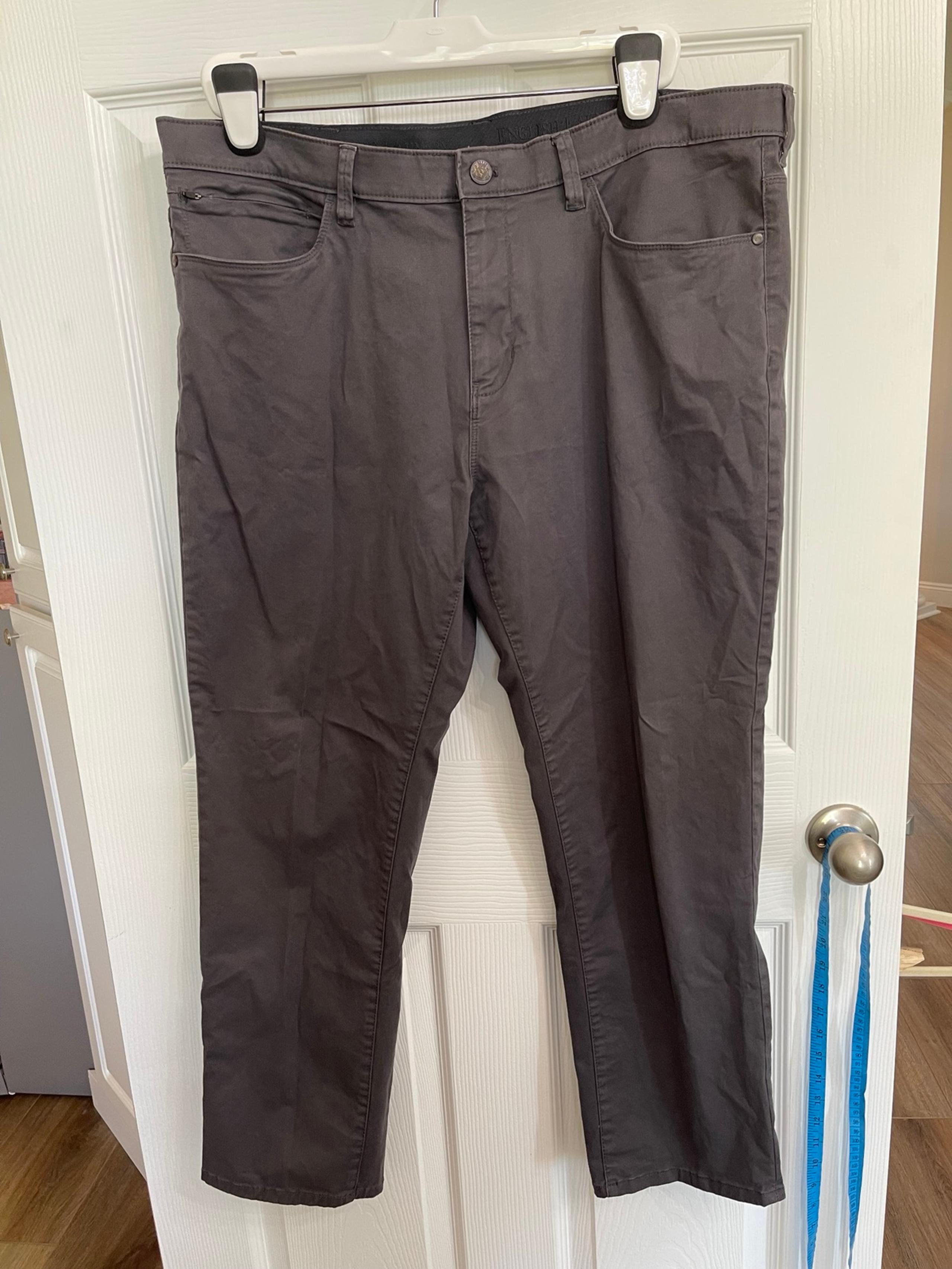 English Laundry Straight Leg chino Pants Men's 40x30 Gray Stretch Zipper Pocket