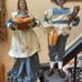 Lot of 2 Vintage Silvestri Paper Mache Pilgrim Couple Man and Woman Figurines Th