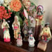Lot of 2 Vintage Silvestri Paper Mache Pilgrim Couple Man and Woman Figurines Th