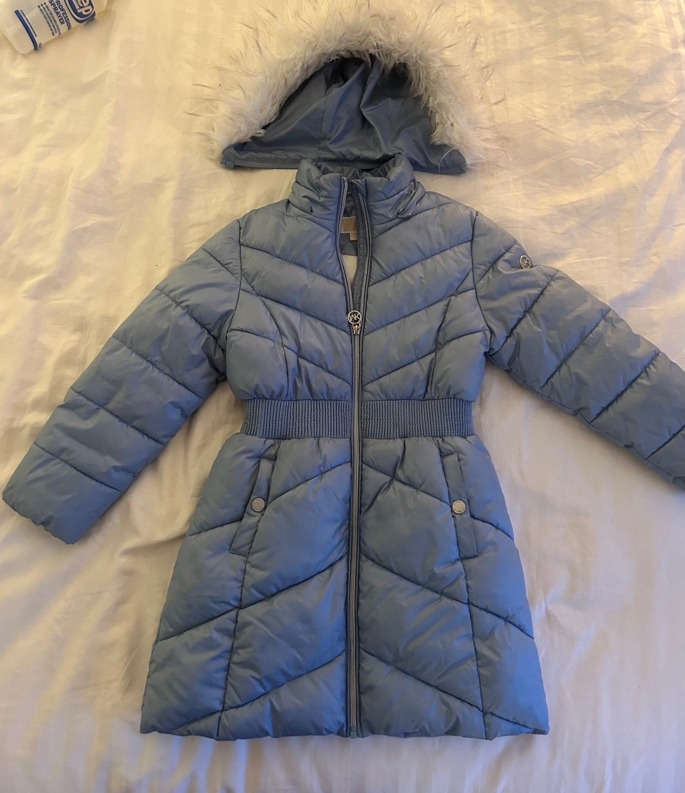 VERY LAST CHANCE! Michael Kors Girls Sz 8 Blue Quilted Puffer Jacket Coat w/hood