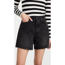 rag & bone Maya Shorts High Rise Relaxed Fit Highland Black Cotton Women's 32