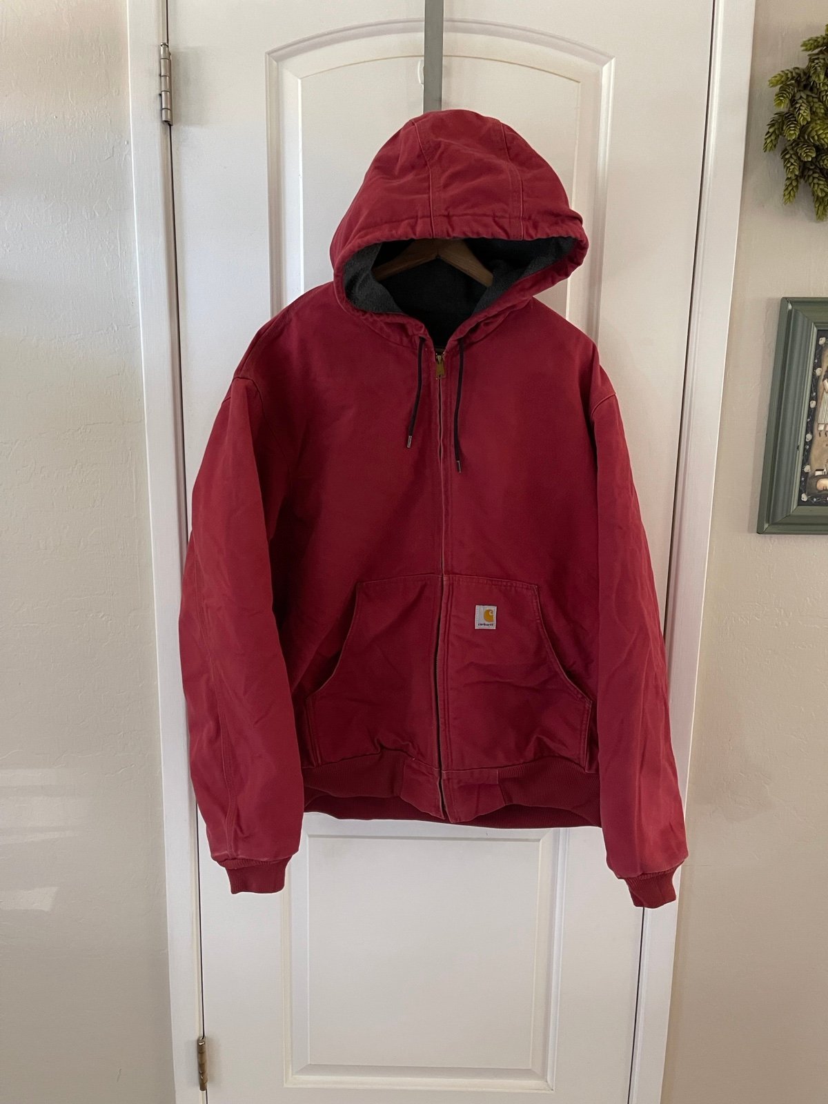 Carhartt hooded red full zip jacket