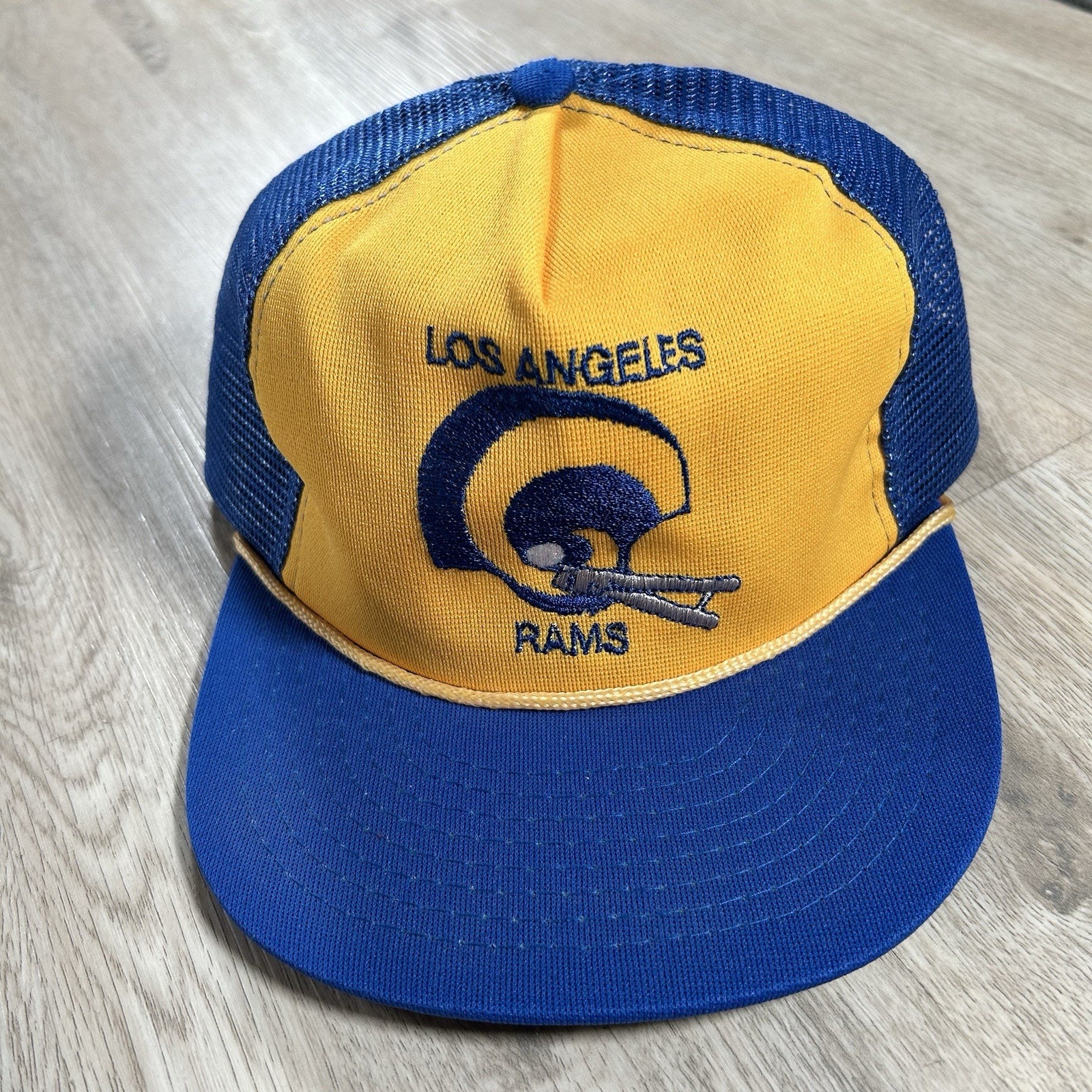 Vintage 1980s Los Angeles Rams Hat Snapback NFL Football Blue Yelow Trucker Cap