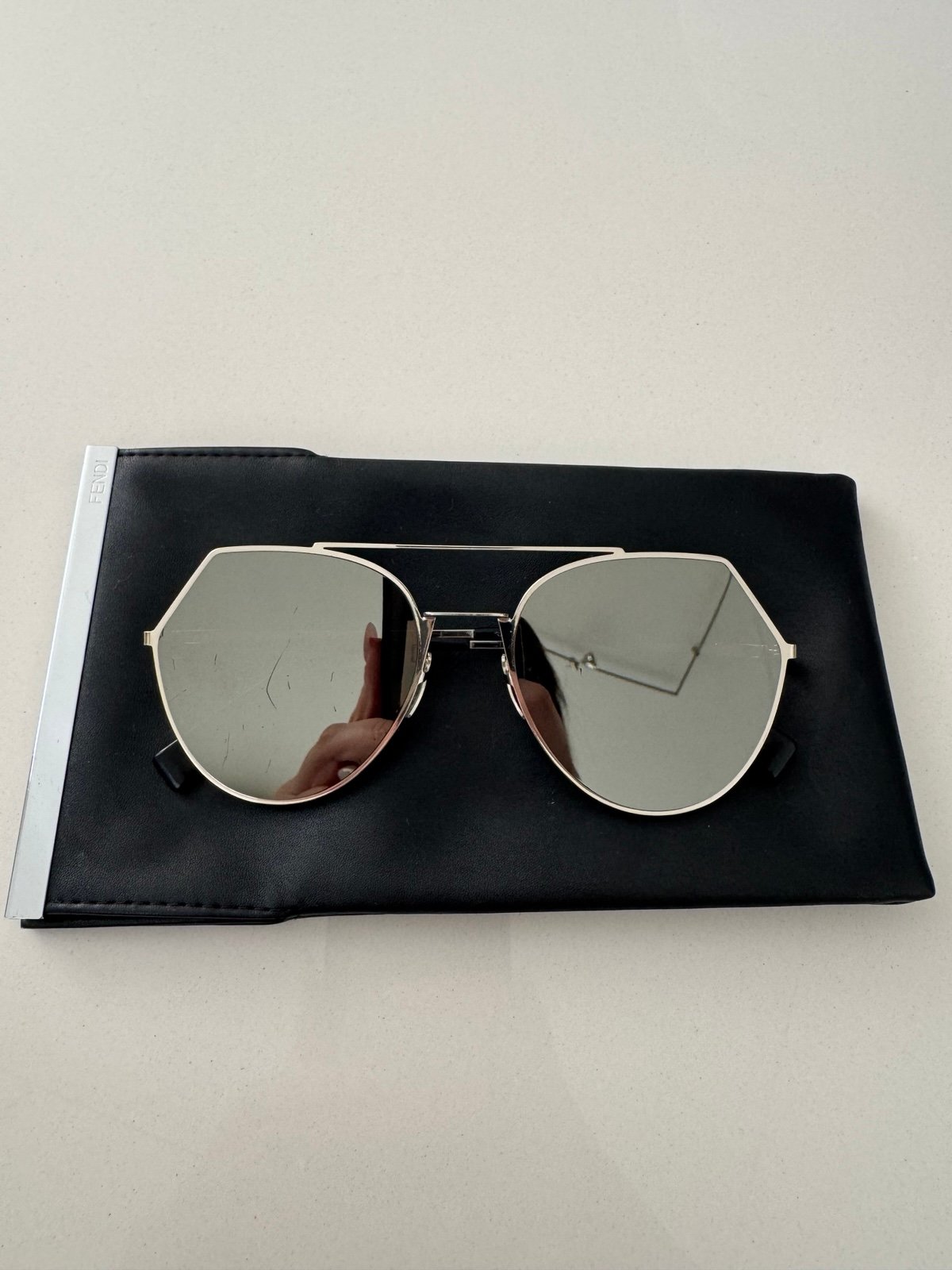 Fendi Eyeline Mitered Aviator Sunglasses