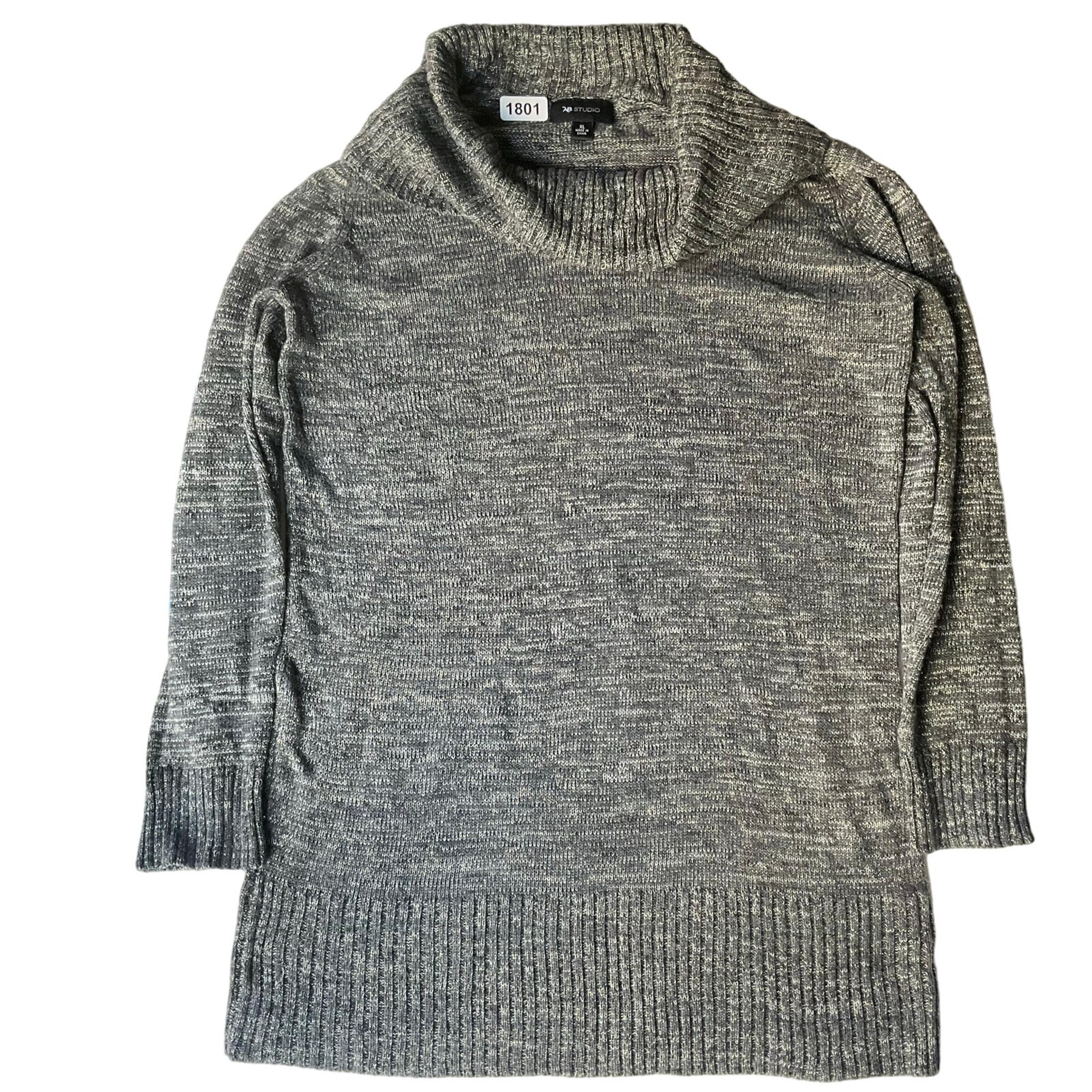 AB Studio Women’s Long Sleeve Turtleneck Sweater size XL. solid Gray, Mute Shine