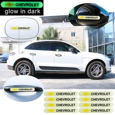 BRAND NEW UNIVERSAL 8PCS CHEVROLET GLOWS IN THE DARK GREEN BADGE EMBLEM STICKER
