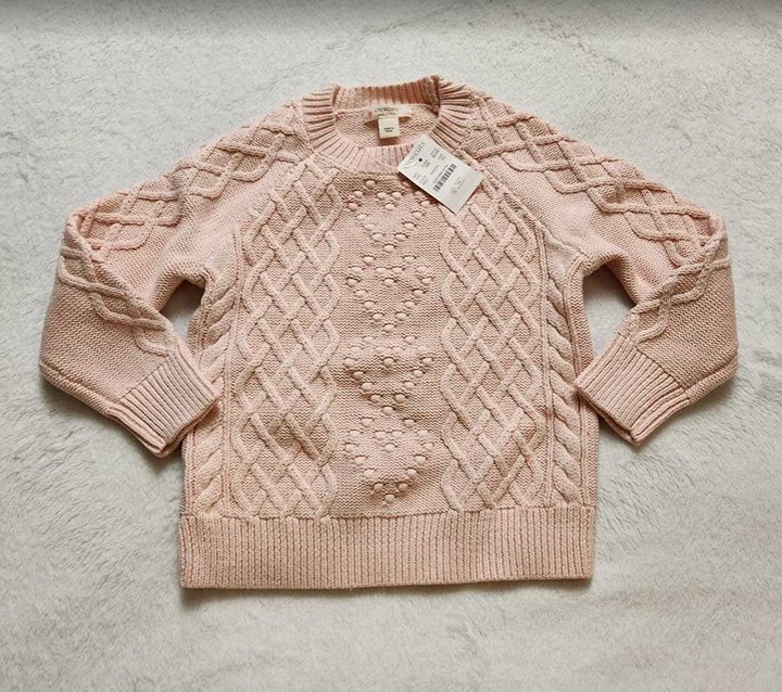 New girl's XS (4-5) Crewcuts x J Crew pink heart cable knit sweater