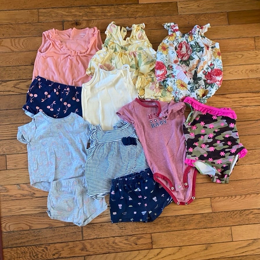 12 piece baby girl summer bundle; 12 months; mostly Carter’s brand